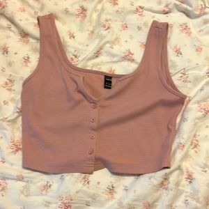 pink button up SHEIN crop top